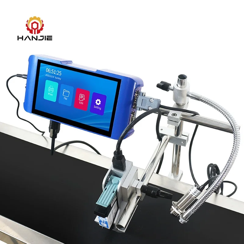 HANJIE Manufacturing Offers 7 inch intelligent touch screen TIJ online printer for date Text Count Barcode/QR code printing