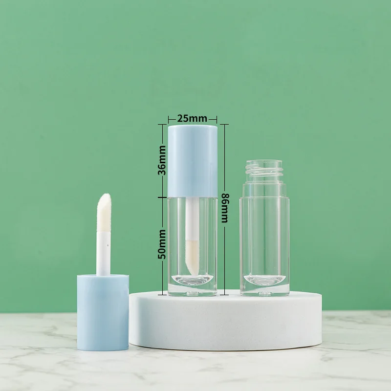 New Arrival Round Plastic Tube Empty Container Large Size Lip Glaze Tube with Big Wand Brush 6ML Lipgloss Tubes for Customize