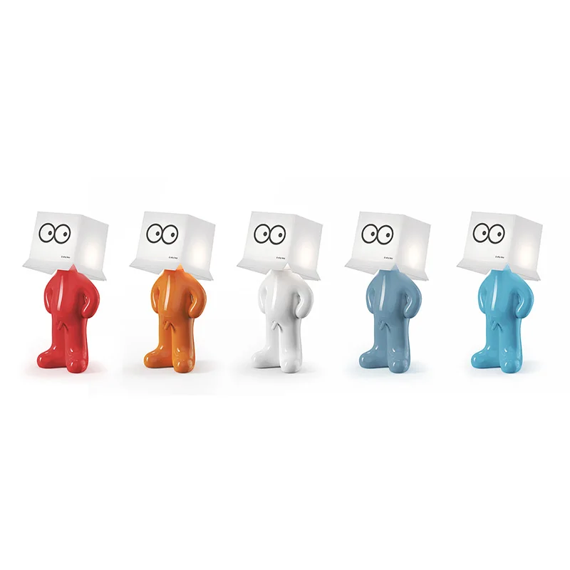 New product idea 2025 Creative Modern Night Lamp Square Head Standing Naughty Little Boy Table Lamp Home Decoration Novelty Gift