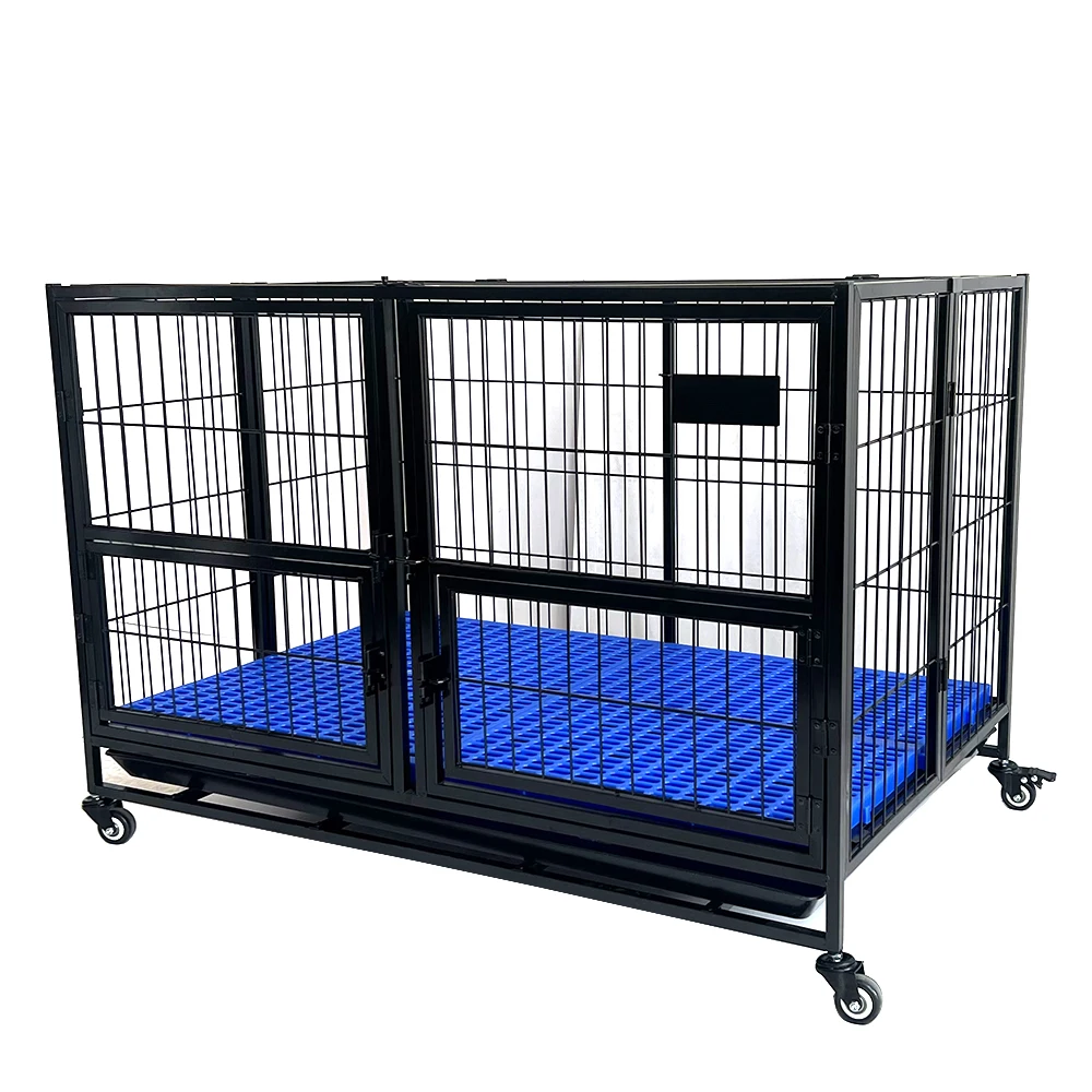 Single layer double door luxury dog cages metal kennels customizable transport big stackable dog cages metal kennels