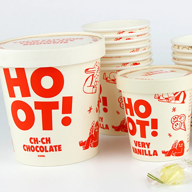 6OZ 100ml Print Ice Cream Paper Cup With Plastic Lid And Plastic Spoons Manufacture Wholesale Paper Ice Cream Cups Price