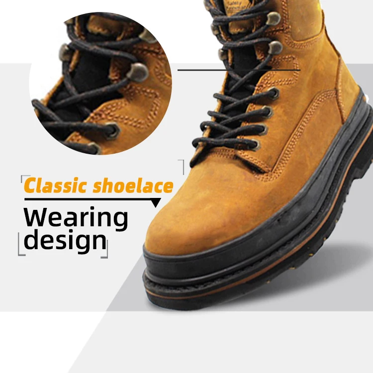 Grade A nubuck leather men brown work boots