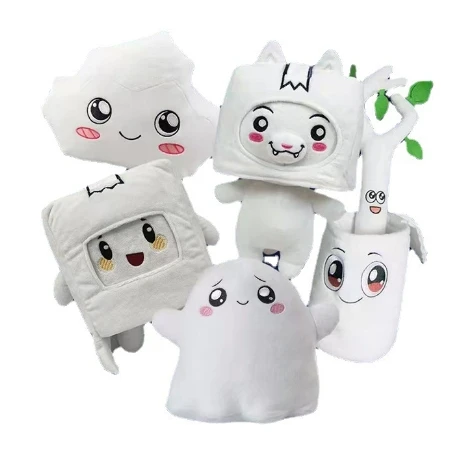 Cartoon Baby Lanky Box Plushies Paper Box Transforms Fox Box Milk Tree Branch Stone Plush Toy Wholesale