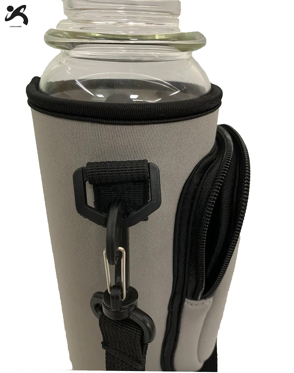 Adjustable strap neoprene water bottle carrier sleeve pouch cup holder sling bag with phone pocket
