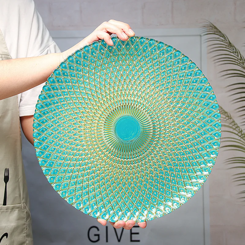 New Product Tableware Dish Crystal Gold 13 inch Charger Plate Gold Leaf Charger Plate Wedding Charger Plates Silver