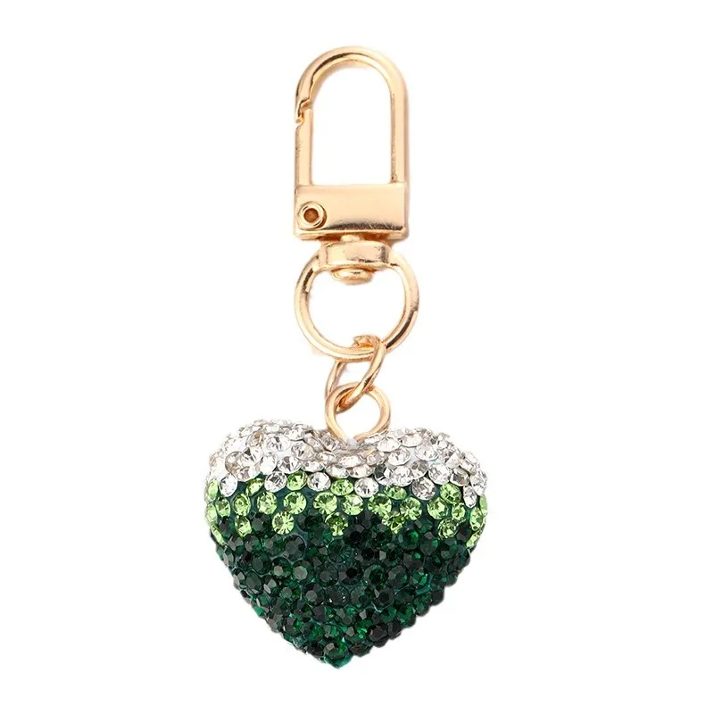 Wholesale Fashion Heart Bag Accessories Car Keychain Rhinestone Crystal Heart Shape Key Holder