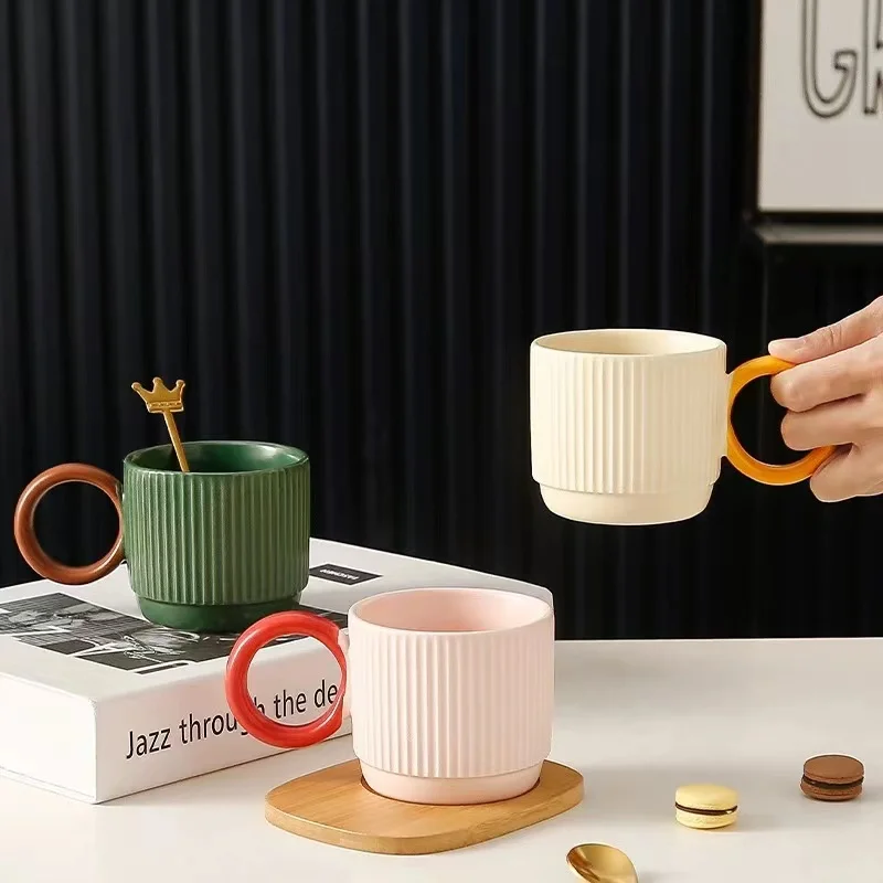 Hot Sale Retro Ceramic Tea Cup Pottery Cup with Handle Japanese Style Coffee Mug