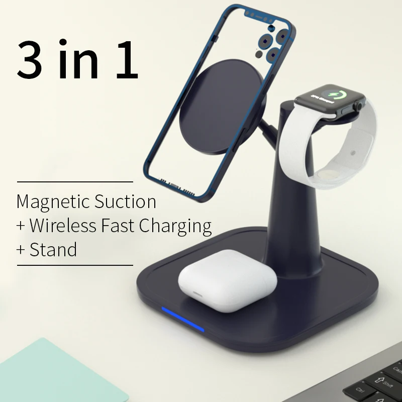 mobile charge station multiple charging station wireless charger 3 in one For Phone Earbuds