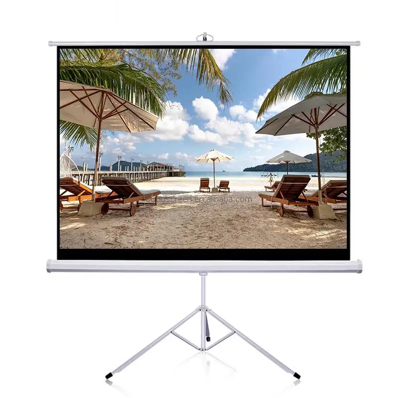 Best quality projector screen tripod stand for video Portable Screen Tripod Standing Screen Matte White 120 inch 16:9 Projection