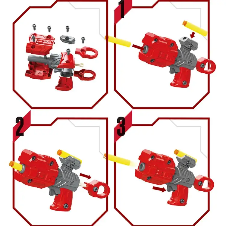Hot Sell toys Plastic Toy solf bullet Guns with DIY transfer toys fire truck /robot for boy