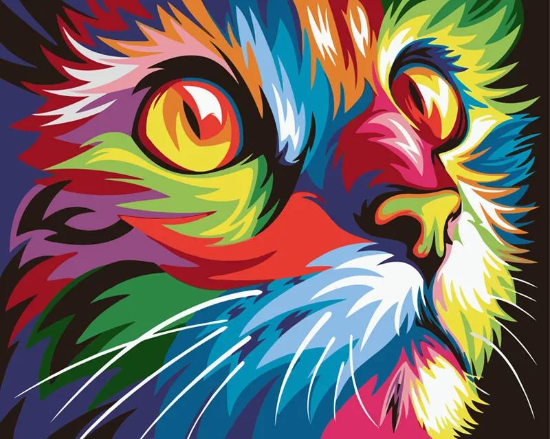 
30x40 40x50cm Handwork 5D Full Round Drill Colorful Four Cats Diy Crystal Diamond Painting Custom 