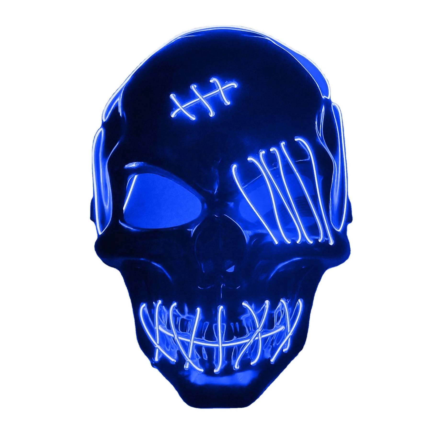 Spooky Halloween Glow Face Mask PVC Material with 1-Color LED Flashing Print for Terrifying Christmas Costume Party