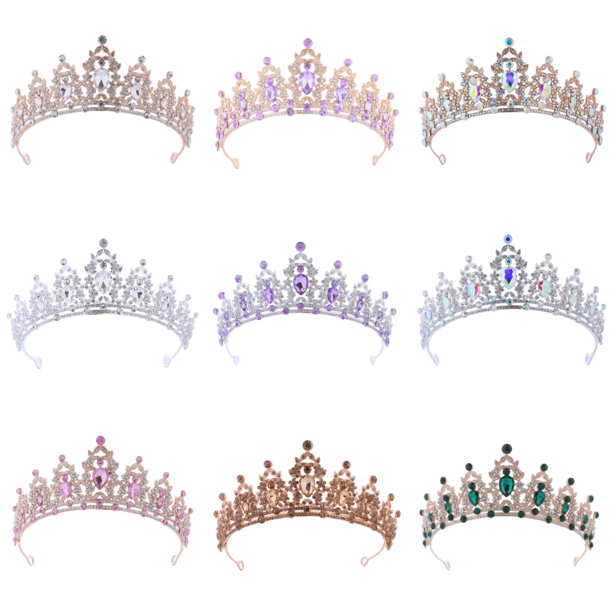 XIXI Wholesale Wedding Bridal Tiara Crown Alloy Rhinestone Queen Hair Band Accessories Pageant Crown