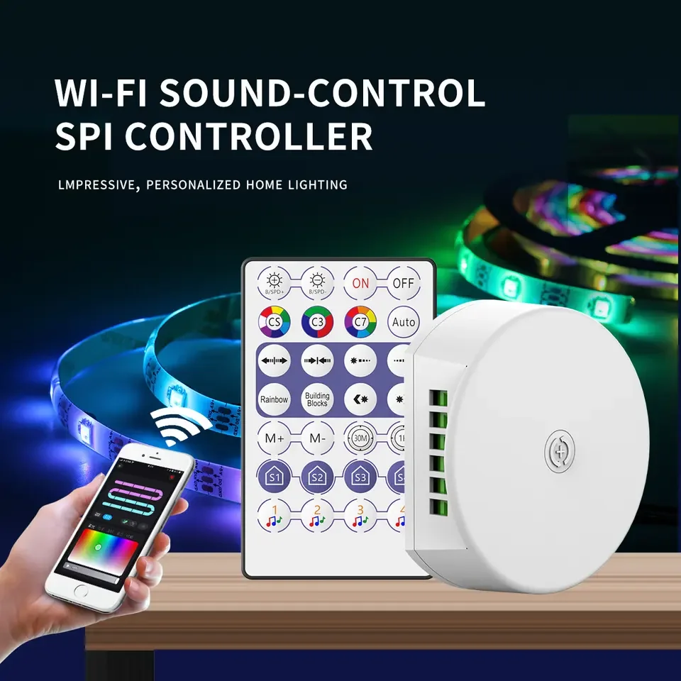 DIY Surplife App Wifi Smart SPI UFO LED Music Controller Dimmer Sound Control WS2812 Pixels LED Module Strip RGBIC Controllers