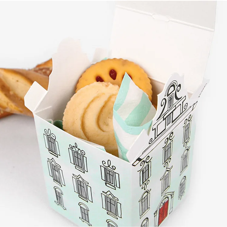 European Style sweets biscuit Cookie Nougat Baking Boxes Packing House Shaped Party Baby Shower Wedding Decorations Gift Box