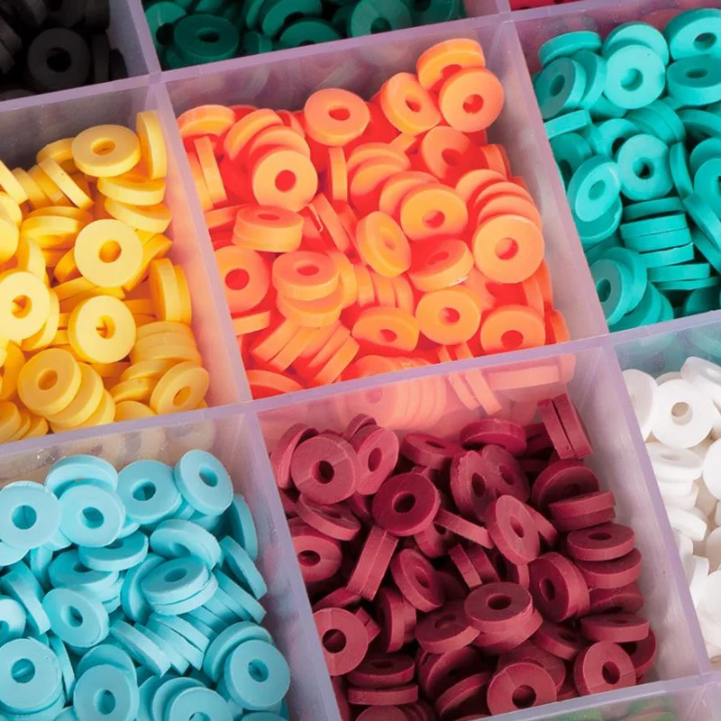 4000pcs Clay Bead Set 6mm 20 Colors Flat Round Polymer Clay Beads Kit For DIY Jewelry Making
