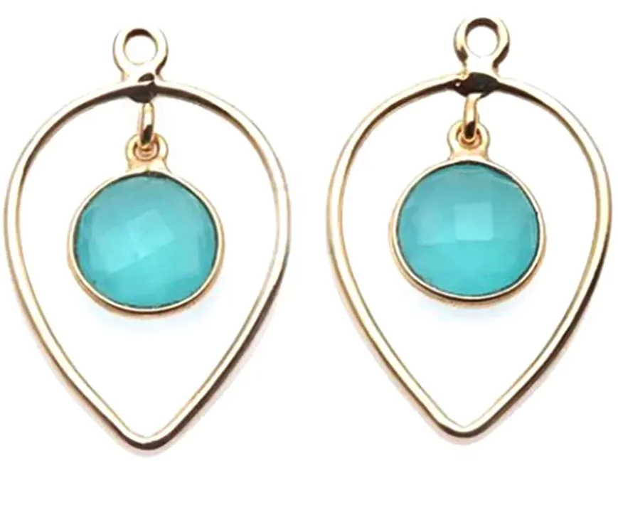 24k Gold Plated Single Bail Gemstone Bezel Charms Component Earrings Jewelry Making