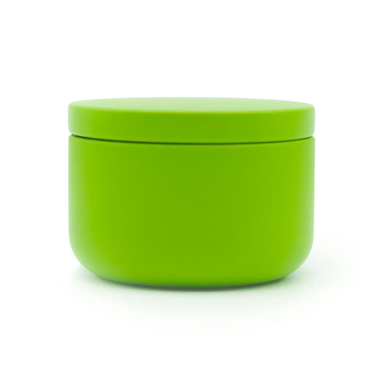 Gold Tea Tin Grey Tea Box Matte Green Small Round Shaped Tin Mini Tea Caddy