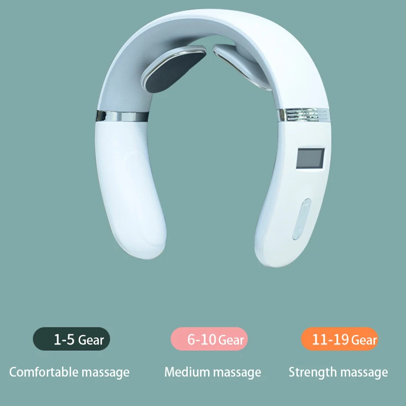 JMK New Design OEM ODM Intelligent Portable Wireless TENS Pulse Hot Compress Smart Neck Massager with Remote Control APP