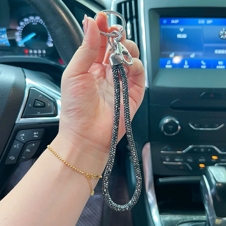 Fantasy Bling Wristlet Lanyard Keychains for Women Rhinestone Wrist Strap for Keys Keychain Wallet Credit Card Cell Phone Holder