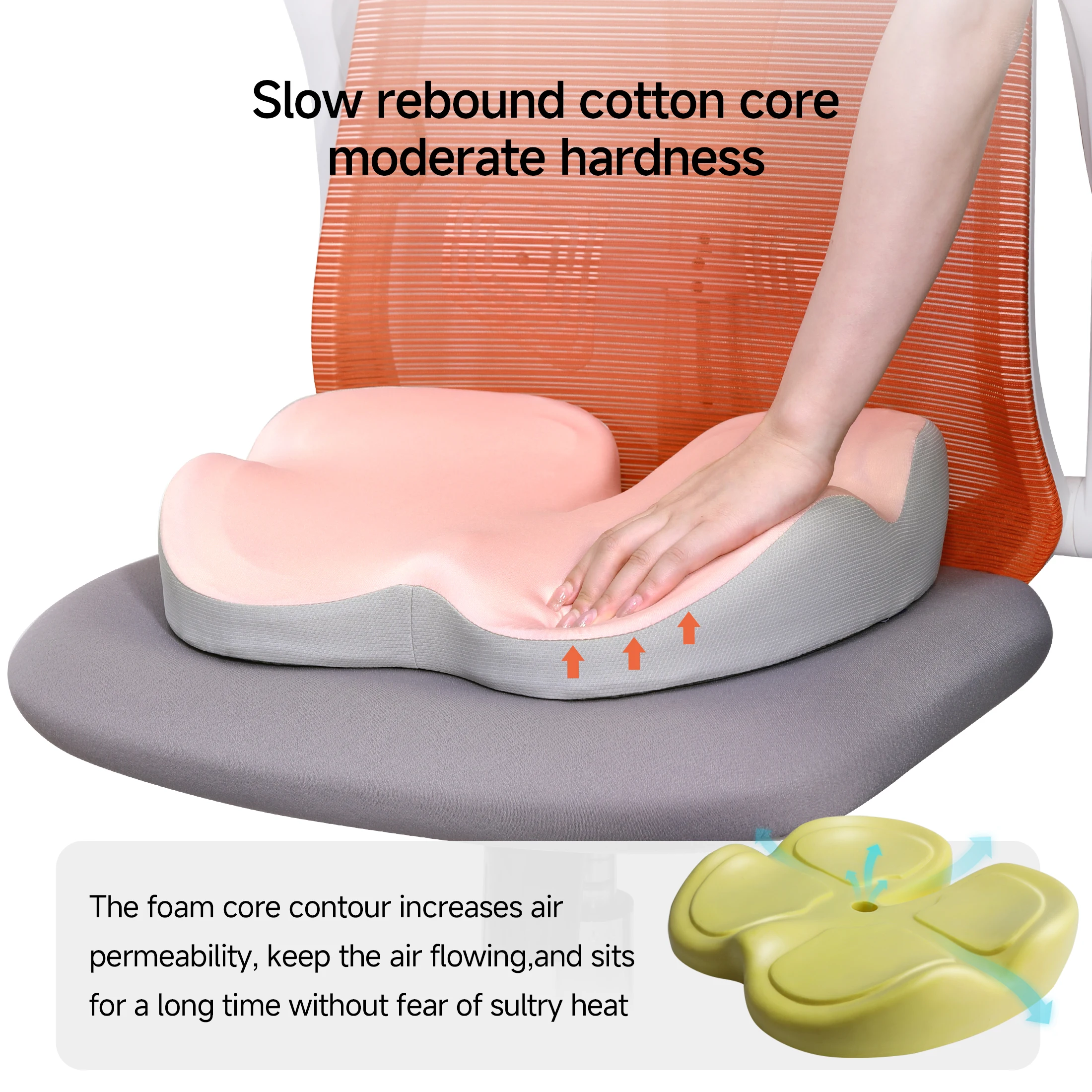Custom logo, packaging office chair car seat cushion tailbone pain seat cushion orthopedic memory sponge chair cushion