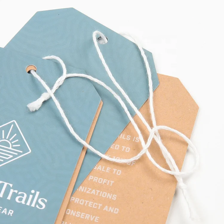 Paper Hangtag Supplier Custom Brand Logo Garment White Cardboard Hang Tag with String and Safety Pin