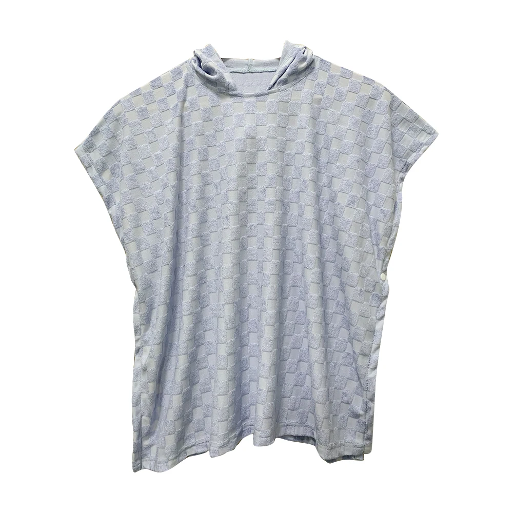 Hot sale Terry cotton Checkerboard Poncho with Buttons Toddler Hooded Cloak for Beach Swimming