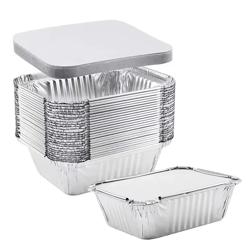 Half size aluminum foil pot, heavy-duty, 10 packs, 30 packs, 50 packs, aluminum tray, foil, food container with lid, RE320