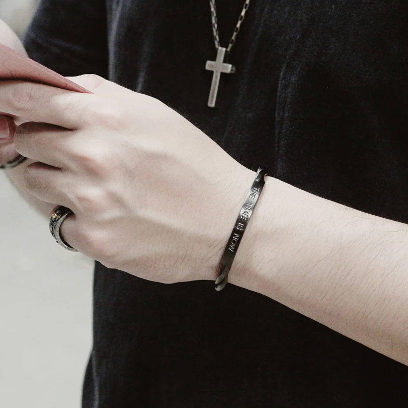 Craft Wolf custom jewelry men women gold silver cuff  316L stainless steel twisted bracelet wholesale Original design factory