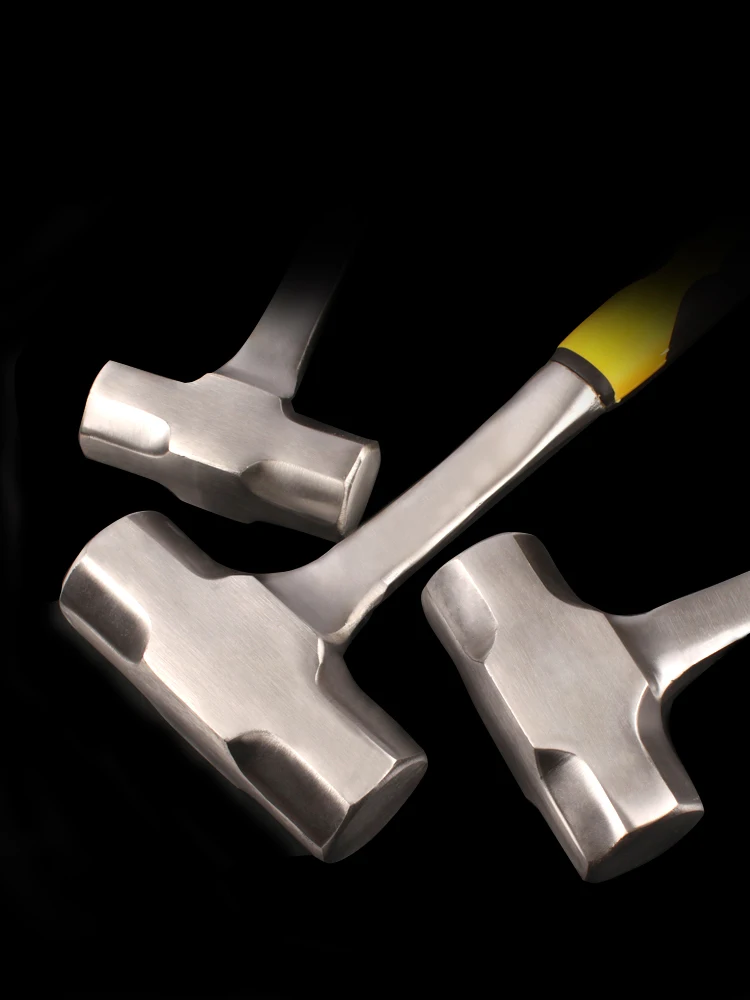 Building Construction 2-4LB Sledge Hammer Heavy Duty One-piece Forged Steel Brick Drilling Crack Damping Rubber Sledg Hammers