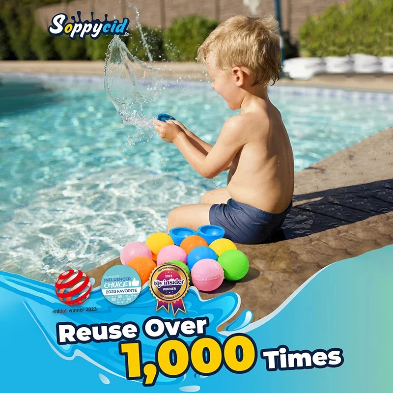 Soppycid Summer Outdoor Beach Pool Toys Splash Ball Kid Toy Water Bombs Quick Fill Refillable Magnetic Reusable Water Balloon