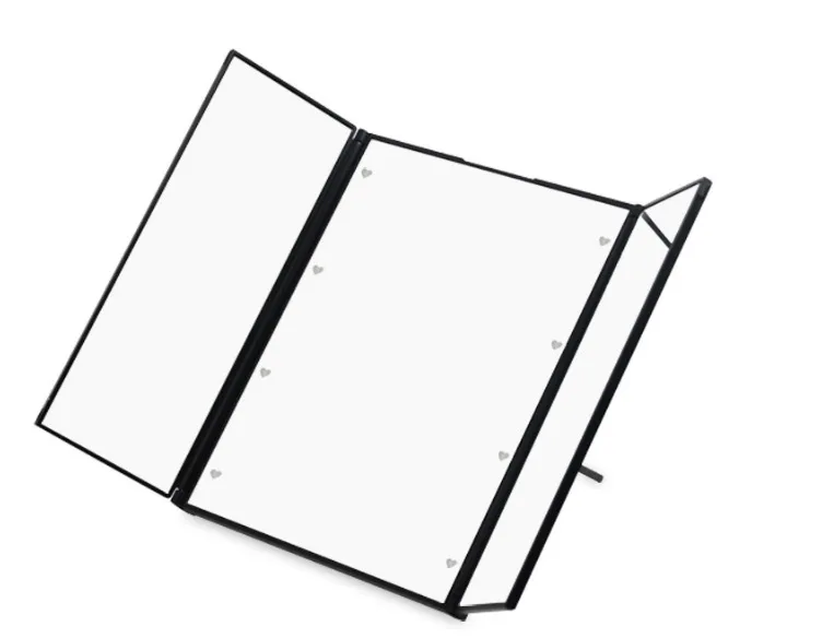 China wholesale cheap Tri-Fold Makeup Mirror with LED Light Portable Travel Small Pocket Mirrors Travel Fold Cosmetic Mirror