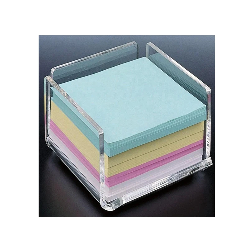 Прозрачный акриловый квадратный блокнот для записей, блокнот для записей, держатель, клейкая бумага для записей, подставка, коробка