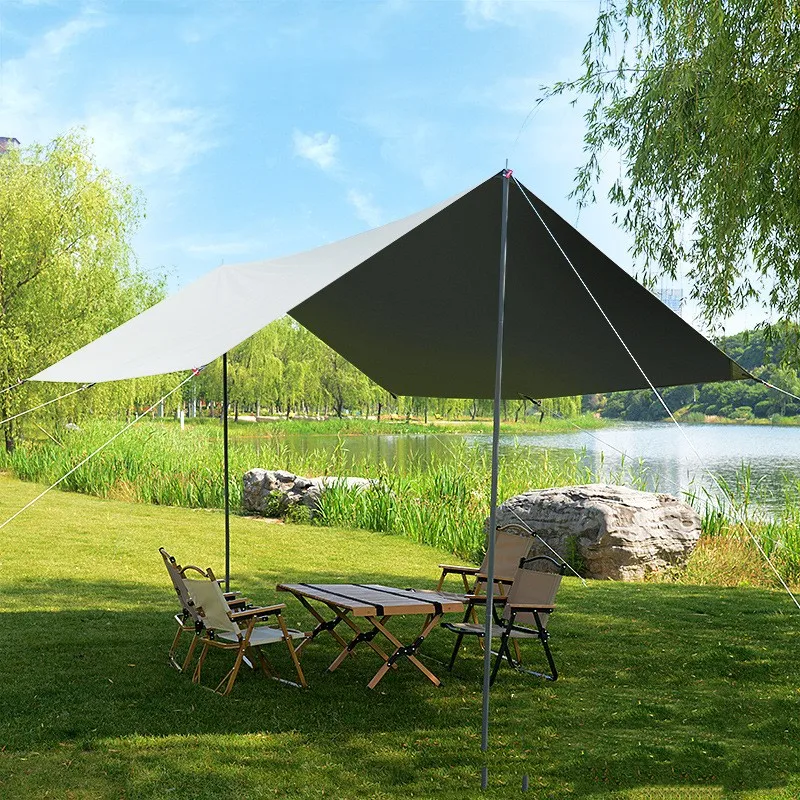 Outdoor 4x3m Black Coating Waterproof Sun Shelter Durable Wind Rain Snow UV Protection Car Side Awning Folding Tarp Camping Tent