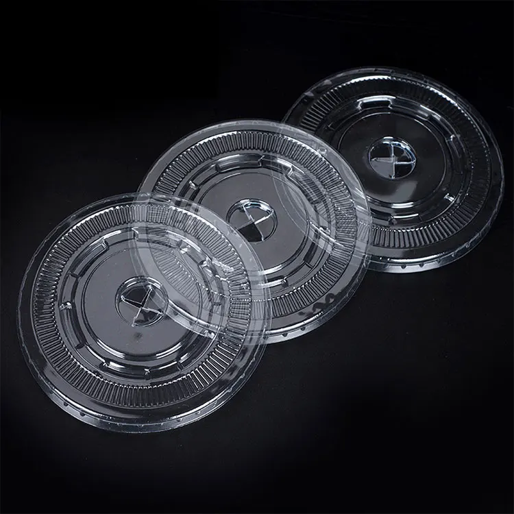 
Food Grade Cold Cup PET Material Clear Plastic Cup Cover Flat Lid 