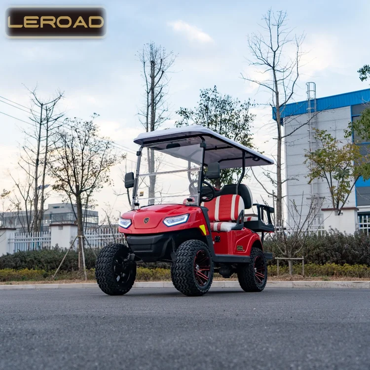 LEROAD NEW DELUXE L2+2 Red Body Golf Cart Windshield Customized Smart 4 Seats Electric Golf Cart
