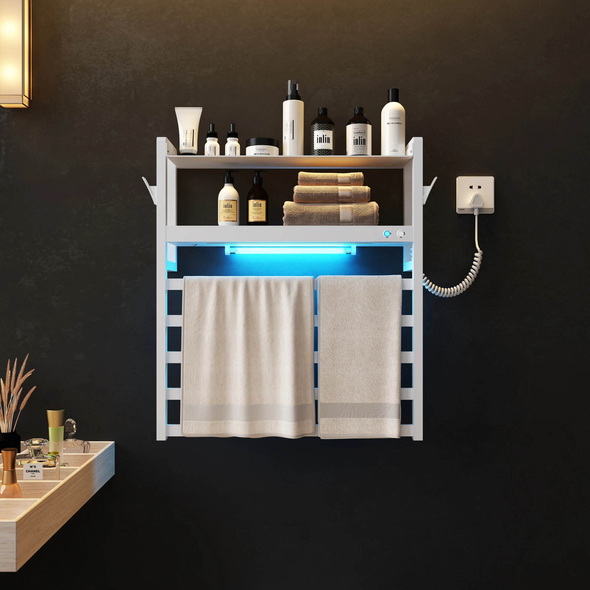 Электрический черный настенная вешалка для полотенец для ванной комнаты полотенцесушитель R-102