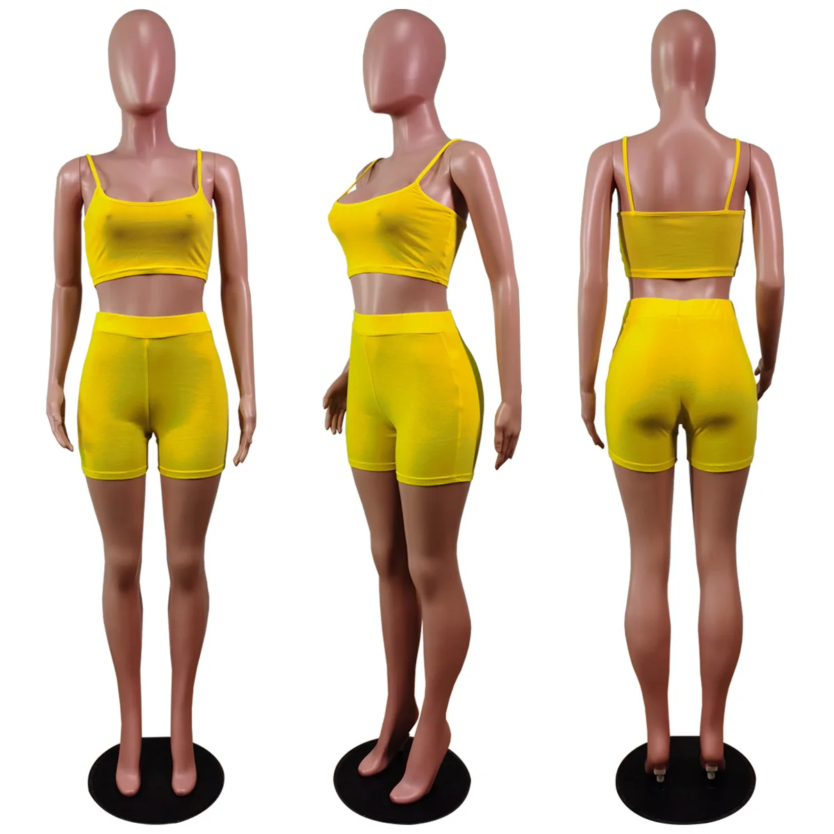 MT29-6672  2021 New Design Solid Short Pants Outfits Two Piece Shorts Set Women Clothing Summer Biker Short 2 Piece Set