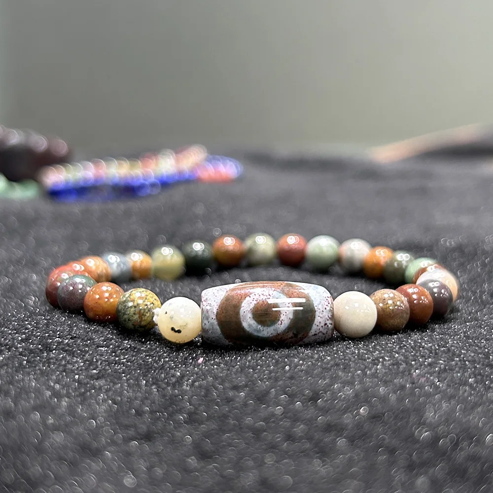 100% Natural Agate One Eye Evil Eye Dzi Bead Lucky Bracelet