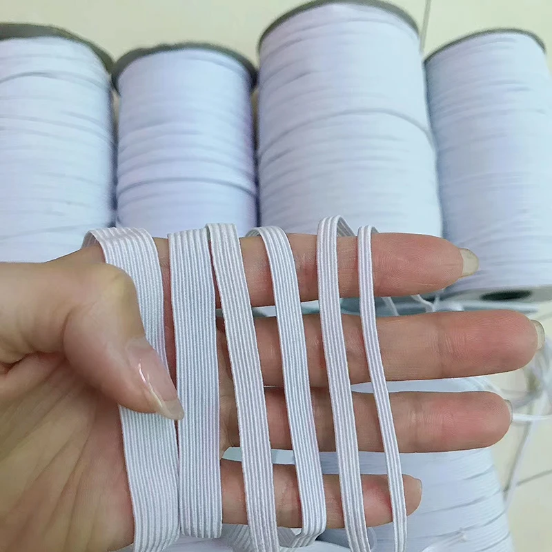 factory sale flat 1/4 inch 6mm elastic rubber bands white black knitted elastic band for sewing
