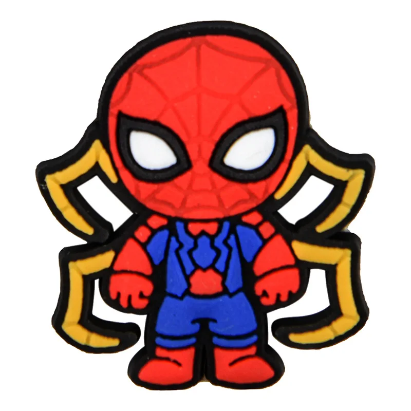 Popular Cartoon Cool Anime Marvel Spider Man Charms 2D DIY Soft PVC Shoes Decoration Bags Clog Charms Accessories Wholesale