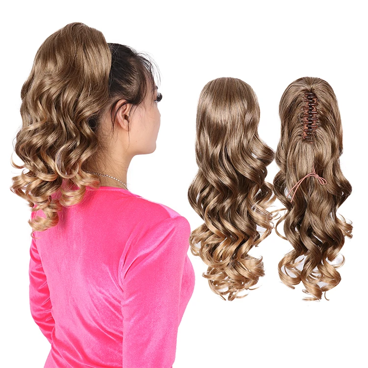 Julianna Japanese Synthetic Synthetique For Women Claw 28 Inch ExtenSions Light Brown Drawstring Ponytail Hair Blond