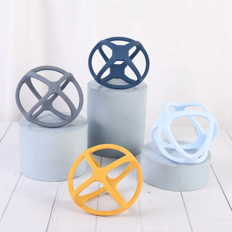 Wholesale Dinosaur 3D Silicone Teether Gripping Balls Safe Teething Toys Ball for Babies