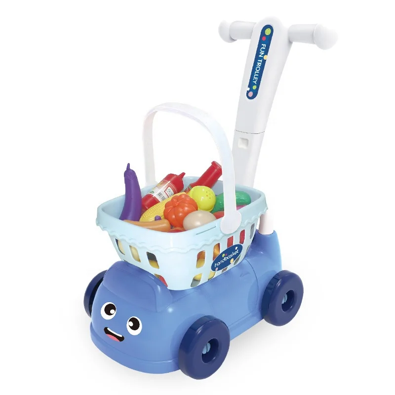 Baby Toddler Stroller Round Sliding Wheels Gliding Cart with Removable Storage Basket Play House Toys