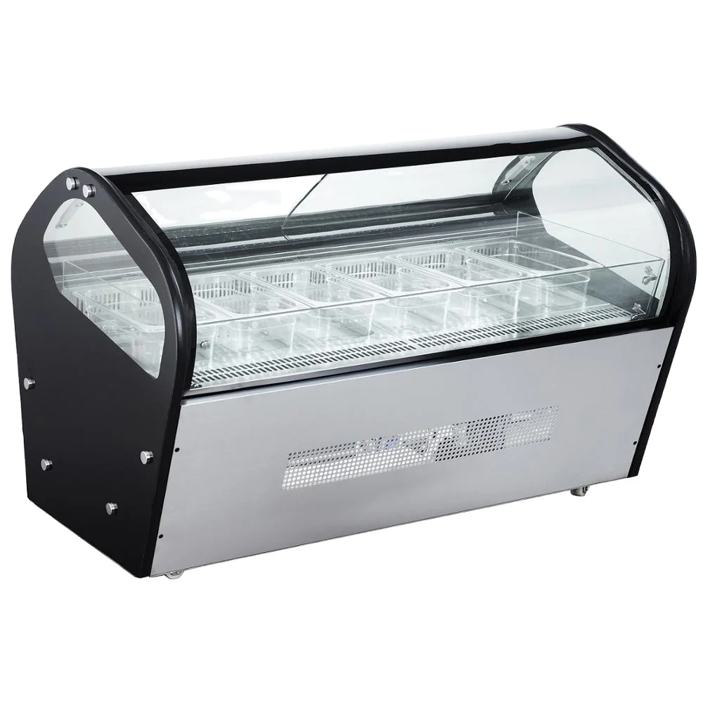 Curved glass gelato ice cream display showcase refrigerator freezers for sale price