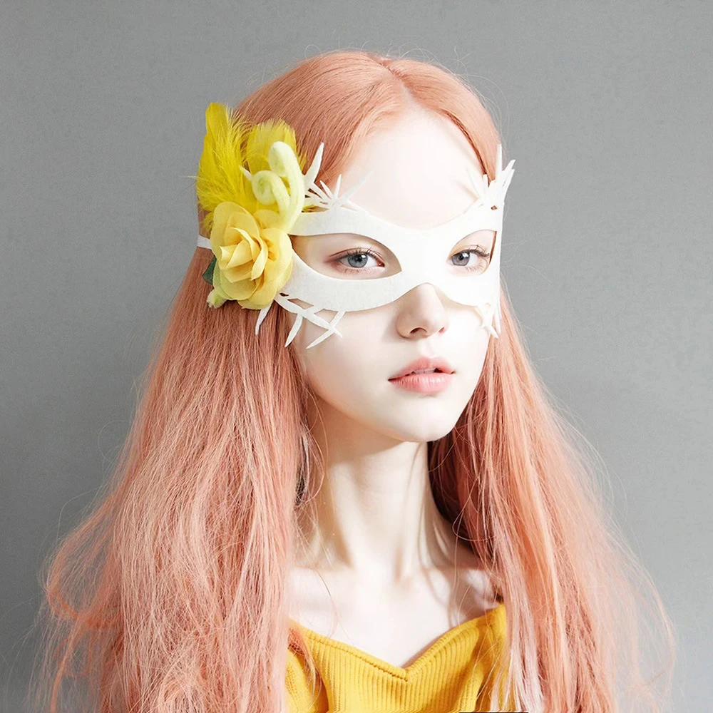 Venice Carnival Colorful Feather Flower Mask Easter Fairy Role Playing Props