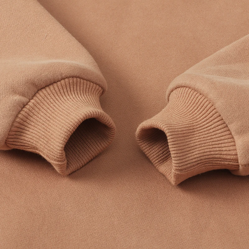 Wholesale Custom Logo Fall Winter Thick Long Sleeve Solid Color Hoodie Warm Sweatsuit Kid Set