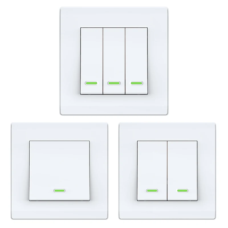 EU 3 Gang White Faceplate Smart Push Button Switch Smart Light Switch Compatible With Alexa/ Google Assistant