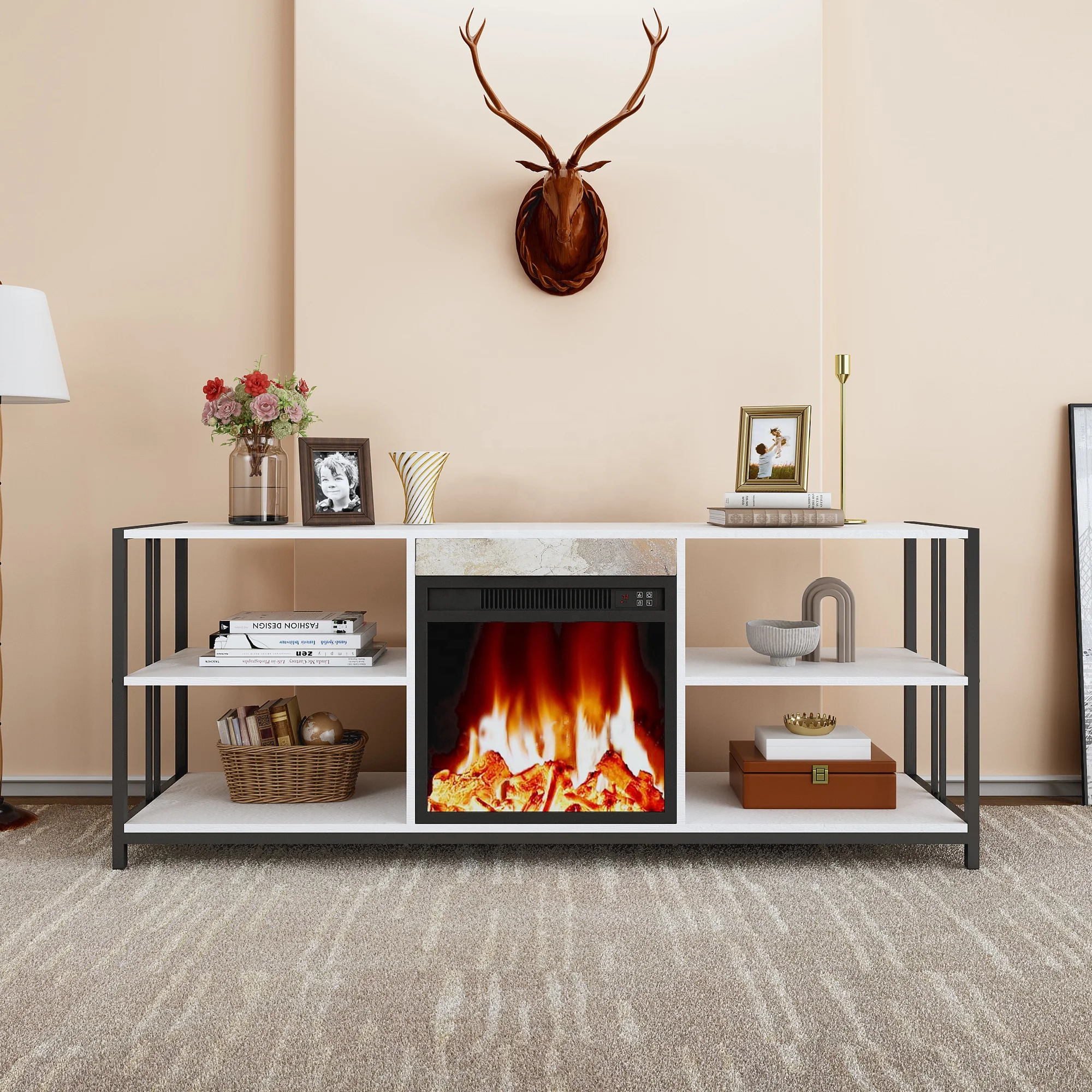 TV Unit Furniture with Fireplace TV Cabinet Modern Luxury Electric Fireplace TV Stand JHD22-70