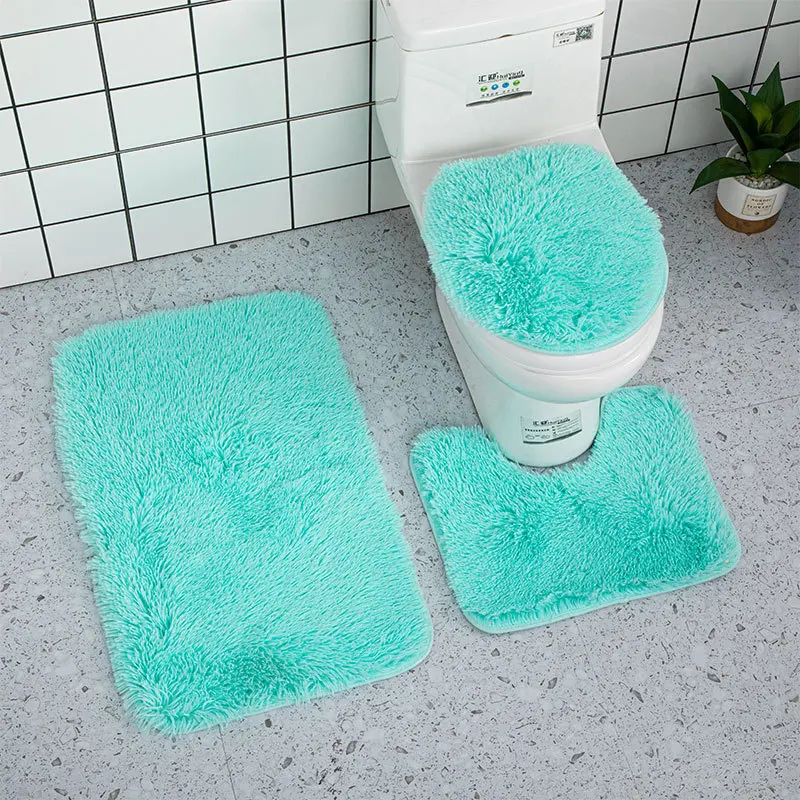 Customizable High Quality Soft Modern Non-slip Bottom multi-color Toilet Bath Floor Mat Rug 3 Pieces Bathroom Carpet Set